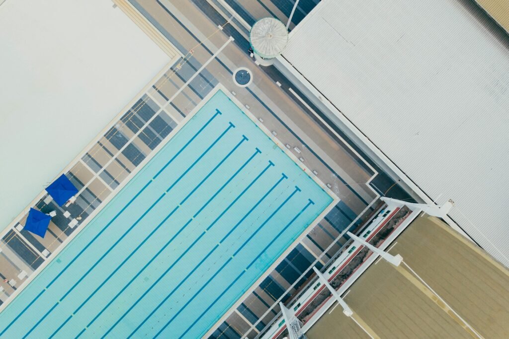 Community pool view from above