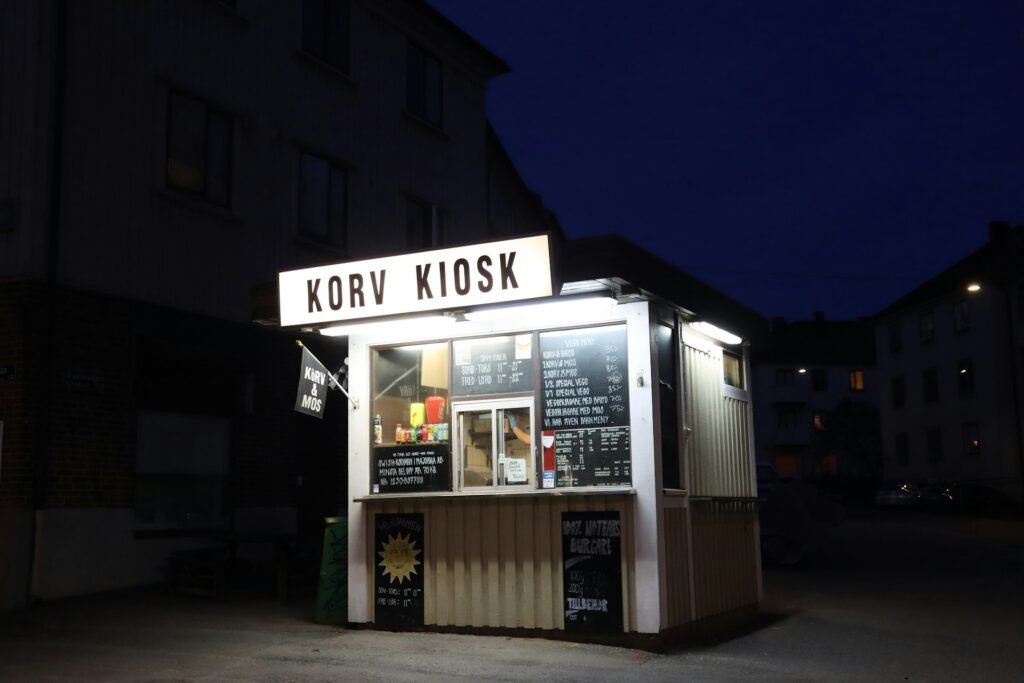 Food stand at night